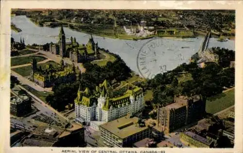 Ak Ottawa Ontario Kanada, Luftbild der Stadt