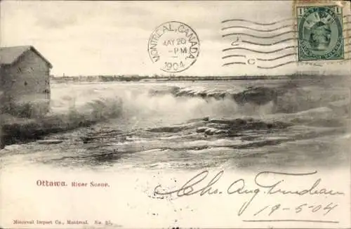Ak Ottawa Ontario Kanada, Flussszene