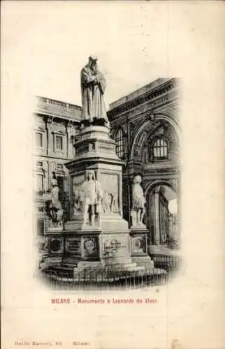 Ak Milano Mailand Lombardia, Leonardo da Vinci Denkmal