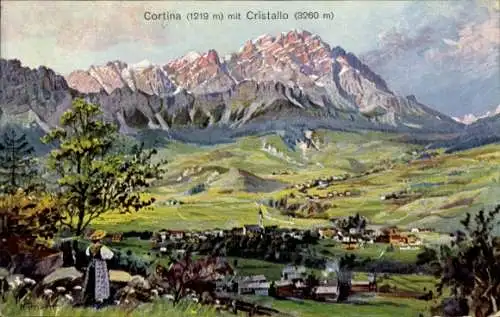 Ak Cortina d'Ampezzo Veneto, Gesamtansicht mit Cristallo