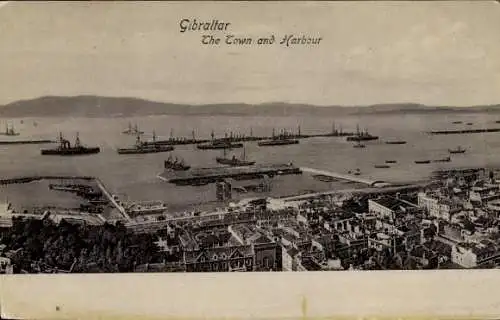 Ak Gibraltar, die Stadt und der Hafen