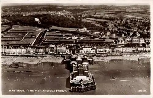 Ak Hastings East Sussex England, Pier, Strandpromenade