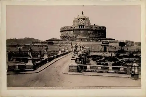 Foto Roma Rom Lazio, um 1870, Mausoleo D'Adriano o Castello de S. Angelo col Ponte Elio