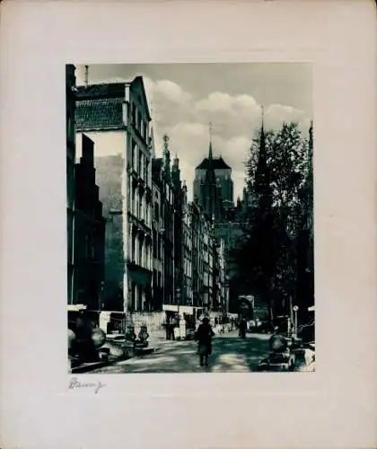 Foto 1880, Gdańsk Danzig, Straßenansicht, Kirchtürme Marienkirche