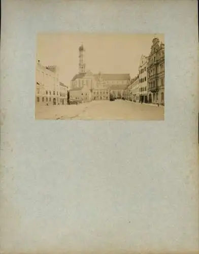 Foto um 1880, Augsburg in Schwaben, Ulrichsplatz, Ev. Ulrichskirche und Basilika St. Ulrich und Afra