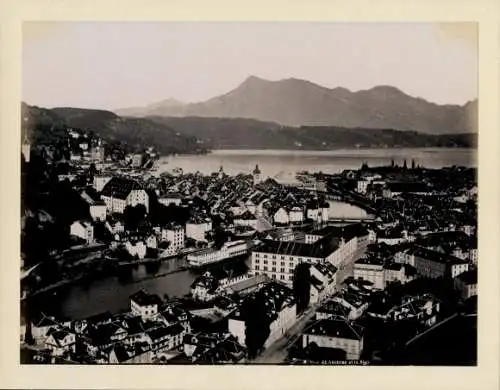 Foto um 1880, Luzern Stadt Schweiz, Blick über den Vierwaldstätter See zum Rigi