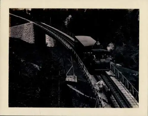 Foto 1885, Kanton Luzern, Rigi-Bahn, Zahnradbahn, Brücke, Bahnmitarbeiter