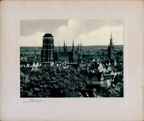 Foto um 1880, Gdańsk Danzig, Blick über die Dächer der Stadt, Marienkirche