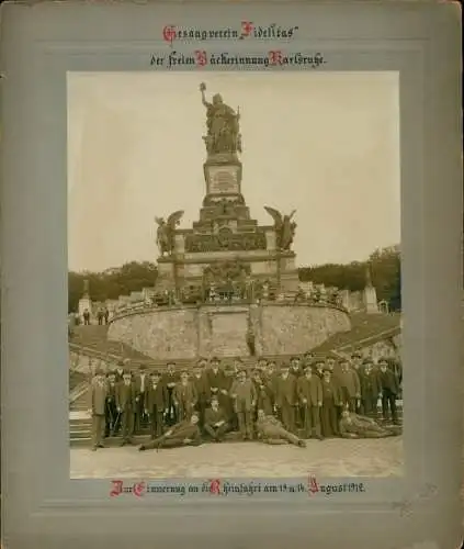 Foto 1912, Rüdesheim am Rhein, Niederwalddenkmal, Gesangverein Fidelitas fr. Bäckerinnung Karlsruhe
