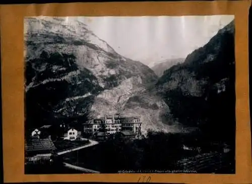 Foto um 1890, Grindelwald Kanton Bern, Hotel de Tours, Glacier interieur, Wetterhorn
