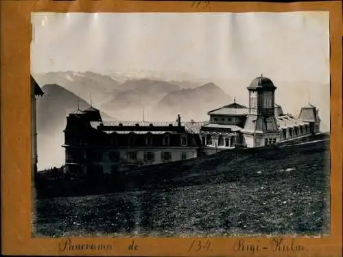 Foto um 1890, Rigi Kulm Kanton Schwyz, Panorama, Weggis Kanton Luzern, Hotel Bellevue