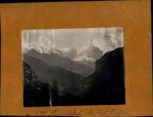 Foto um 1890, Beatenberg Kanton Bern, Heimwehfluh, Mönch, Jungfrau, Hotel Bellevue