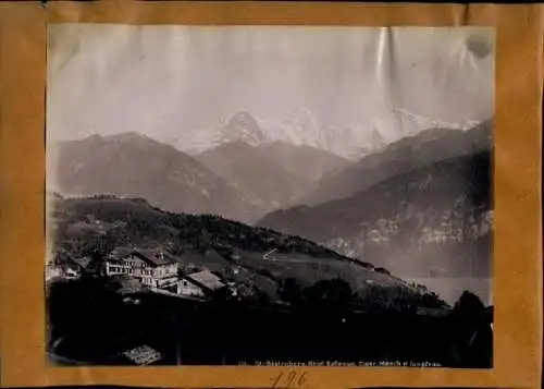 Foto um 1890, St. Beatenberg Kanton Bern, Hotel Bellevue, Eiger, Mönch, Jungfrau