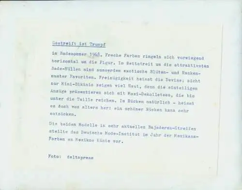 Foto Models in Badeanzügen, Deutsches Mode Institut, 1968