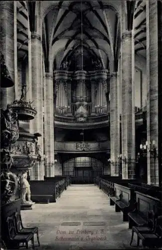 Ak Freiberg in Sachsen, Dom, Innenansicht, Silbermann Orgel
