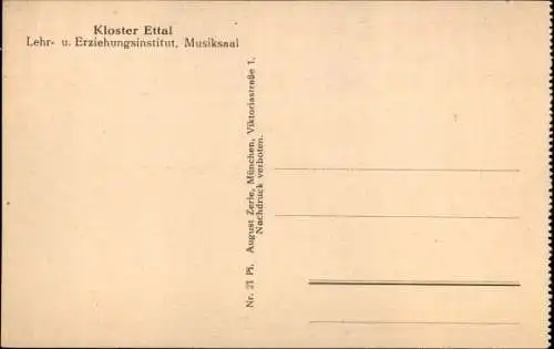 Ak Ettal Bayern, Kloster Ettal, Erziehungsinstitut, Musiksaal, Geige, Cello, Klavier