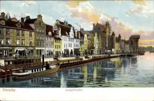 Ak Gdańsk Danzig, Langebrücke, Krantor