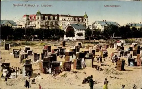 Ak Ostseebad Ahlbeck Heringsdorf auf Usedom, Strandleben