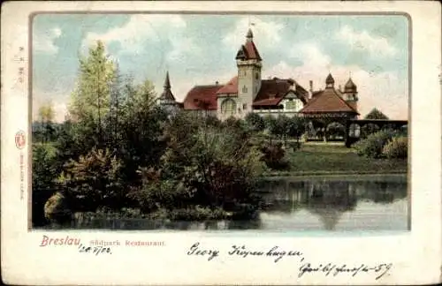 Ak Wrocław Breslau Schlesien, Südpark Restaurant