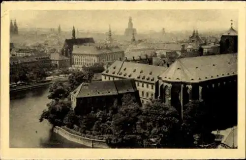 Ak Wrocław Breslau Schlesien, Gesamtansicht, Sandinsel
