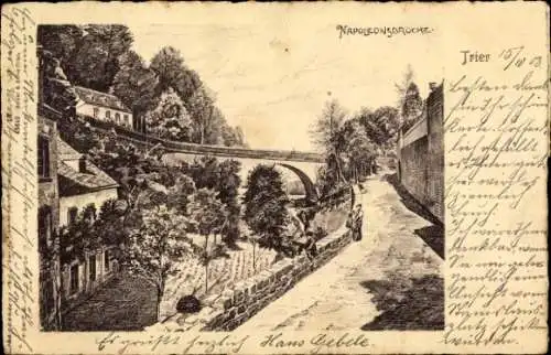 Litho Trier an der Mosel, Napoleonsbrücke