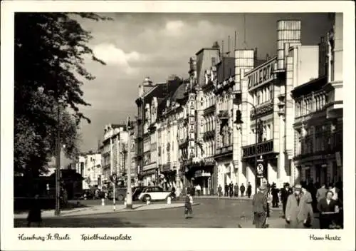 Ak Hamburg Mitte St. Pauli, Spielbudenplatz, Geschäfte, Passanten, Walhalla