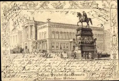 Litho Berlin Mitte, Denkmal Friedrichs des Großen, Palais Kaiser Wilhelm I.
