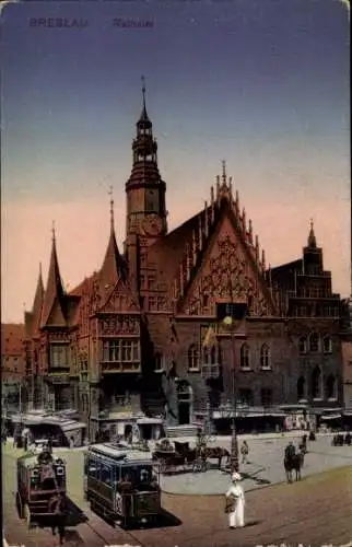Ak Wrocław Breslau Schlesien, Rathaus, Ring