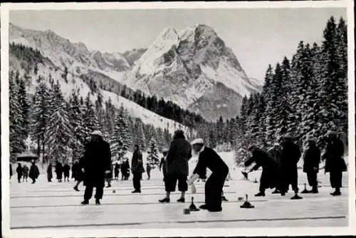 Sammelbild Olympia 1936, Winterspiele, Eisschießen auf dem Rießersee