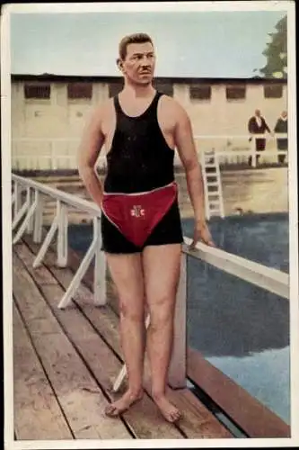 Sammelbild Olympia 1936, Olympische Spiele St. Louis 1904, Schwimmer C. Rausch