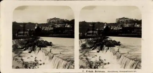 Stereo Foto Streitberg Wiesenttal Fränkische Schweiz, Totalansicht, Wehr