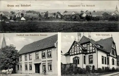 Ak Belsdorf Wefensleben in Sachsen Anhalt, Gesamtansicht, Villa Grabach, Gasthof