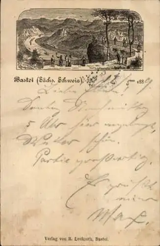 Ganzsachen Künstler Litho Gugenhelm, L., Lohmen Sächsische Schweiz, Bastei