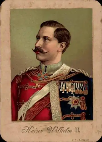 Litho Kaiser Wilhelm II., Portrait in Uniform, Orden