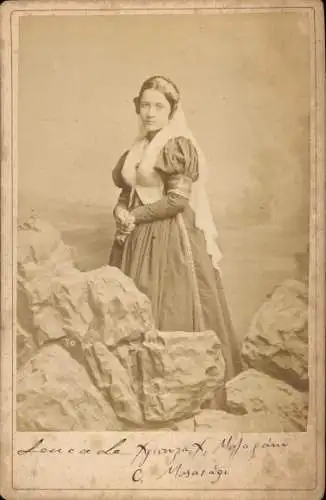 Kabinett Foto Athen Griechenland, Portrait einer Frau in Tracht