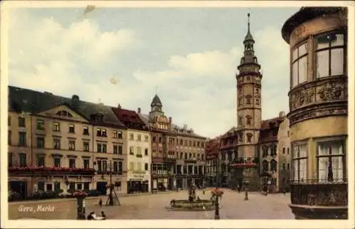Ak Gera in Thüringen, Markt, Rathaus, Turm