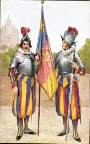 Künstler Ak Vatikan, Portabandiera Svizzero e suo accompagno