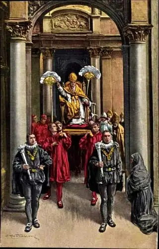 Künstler Ak Mastroianni, Domenico, Papst Pius XI., Garde, Soldaten