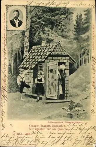 Ak Hänsel und Gretel, Märchen, Grimm, Hexe, Kinder