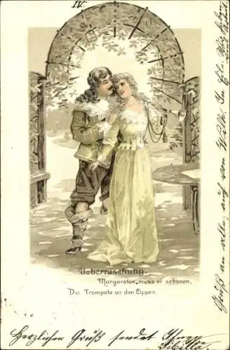 Präge Litho Trompeter von Säckingen, Überraschung, Margareten muss er schauen