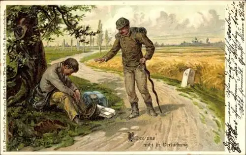 Künstler Litho Döcker, E., Führe uns nicht in Versuchung, Wanderer