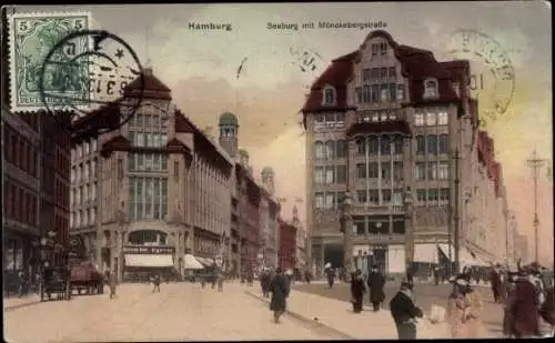 Ak Hamburg Mitte Altstadt, Seeburg, Mönckenbergstraße, Passanten