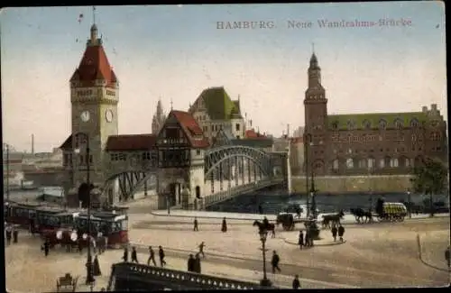 Ak Hamburg Mitte Altstadt, Neue Wandrahms-Brücke, Straßenbahn