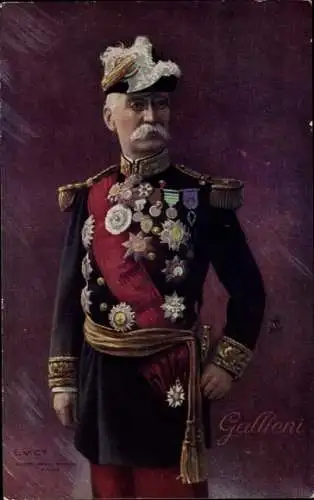 Ak Joseph Gallieni, französischer General und Kriegsminister, Portrait, Uniform, Orden
