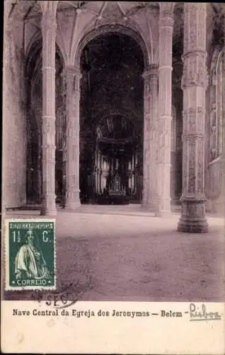 Ak Belém Lissabon Lissabon Portugal, Nave Central da Egreja dos Jeronymos