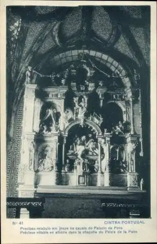 Ak Sintra Cintra Portugal, Precioso retabulo em jaspe na capela do Palacio da Pena