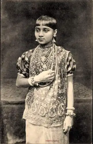 Ak Ceylon Sri Lanka, Mädchen in Tracht, Tamil Girl