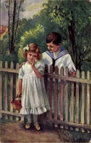 Künstler Ak Klima, Nachbarskinder, Zaun