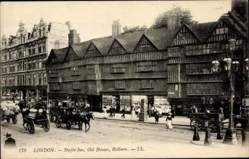 Ak Holborn Camden London England, Staple Inn, alte Häuser