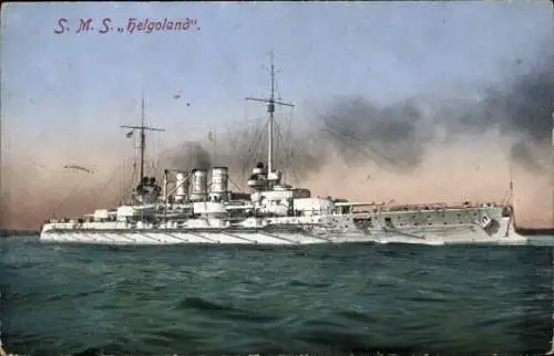 Ak Deutsches Kriegsschiff, SMS Helgoland, Linienschiff, Kaiserliche Marine